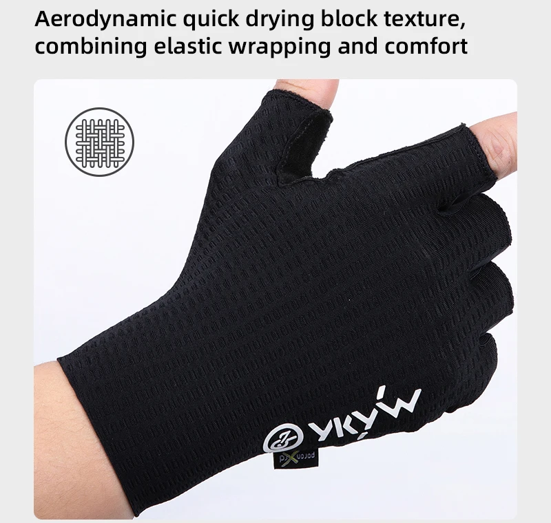 YKYWBIKE 2026 Cycling Sports Gloves PORON XRD Sponge Summer Road Bike Gloves Shock-Absorbing Bicycle MTB Half Finger Gloves