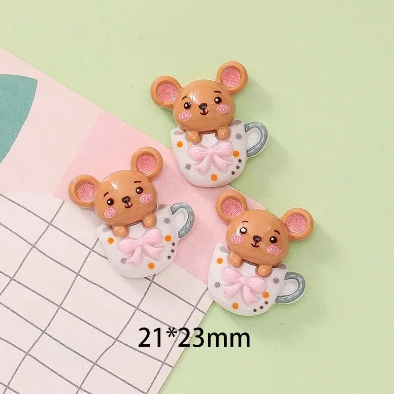 10Pcs New Cute Resin Cartoon Girl, Bunny, Teacup Mouse, Mushroom Flat back Scrapbooking DIY Jewelry Craft Decoration Accessories