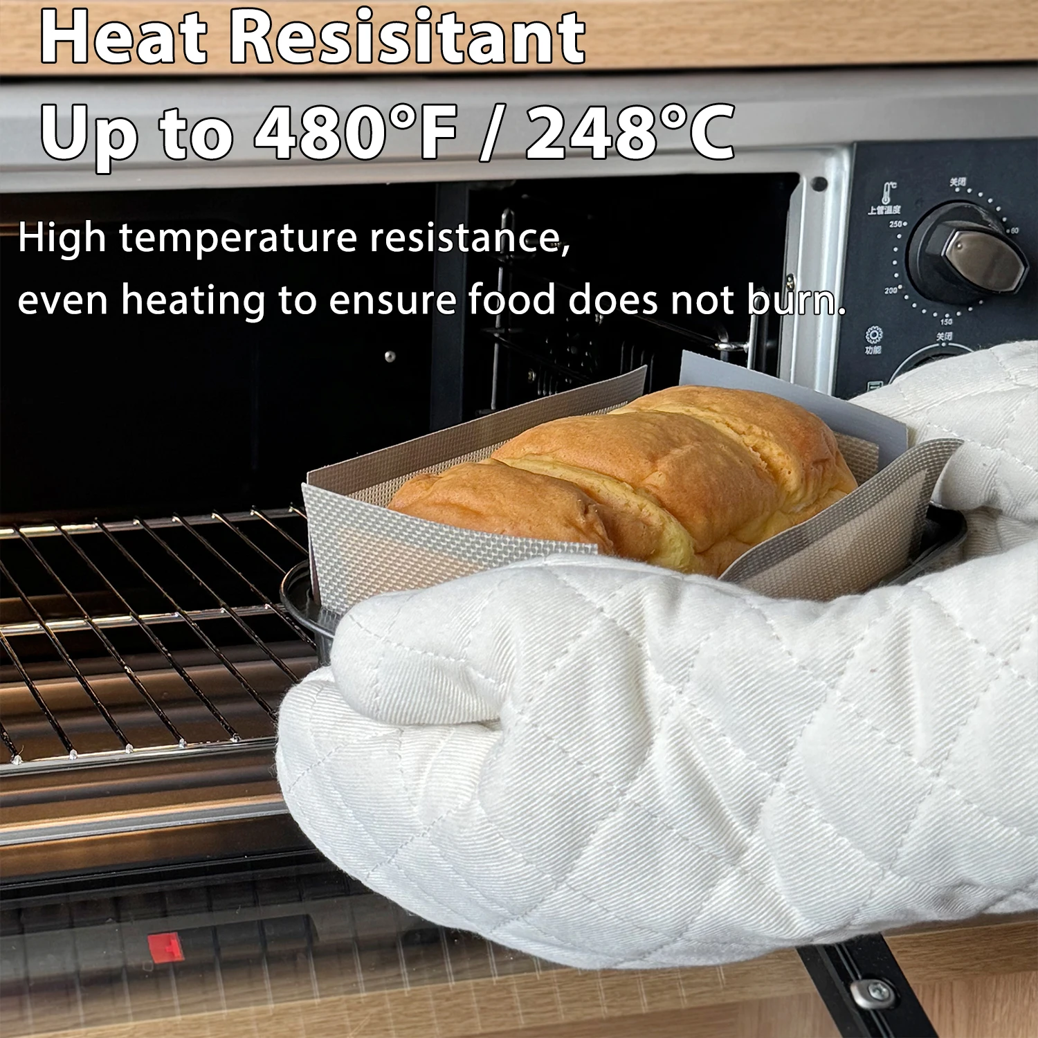 Silicone Bread Loaf Pan Liners, Reusable Nonstick Bread Pan Baking Mat for 9.5 X 5 Inch or 1.5LB Bread Pans, Heat Resistant