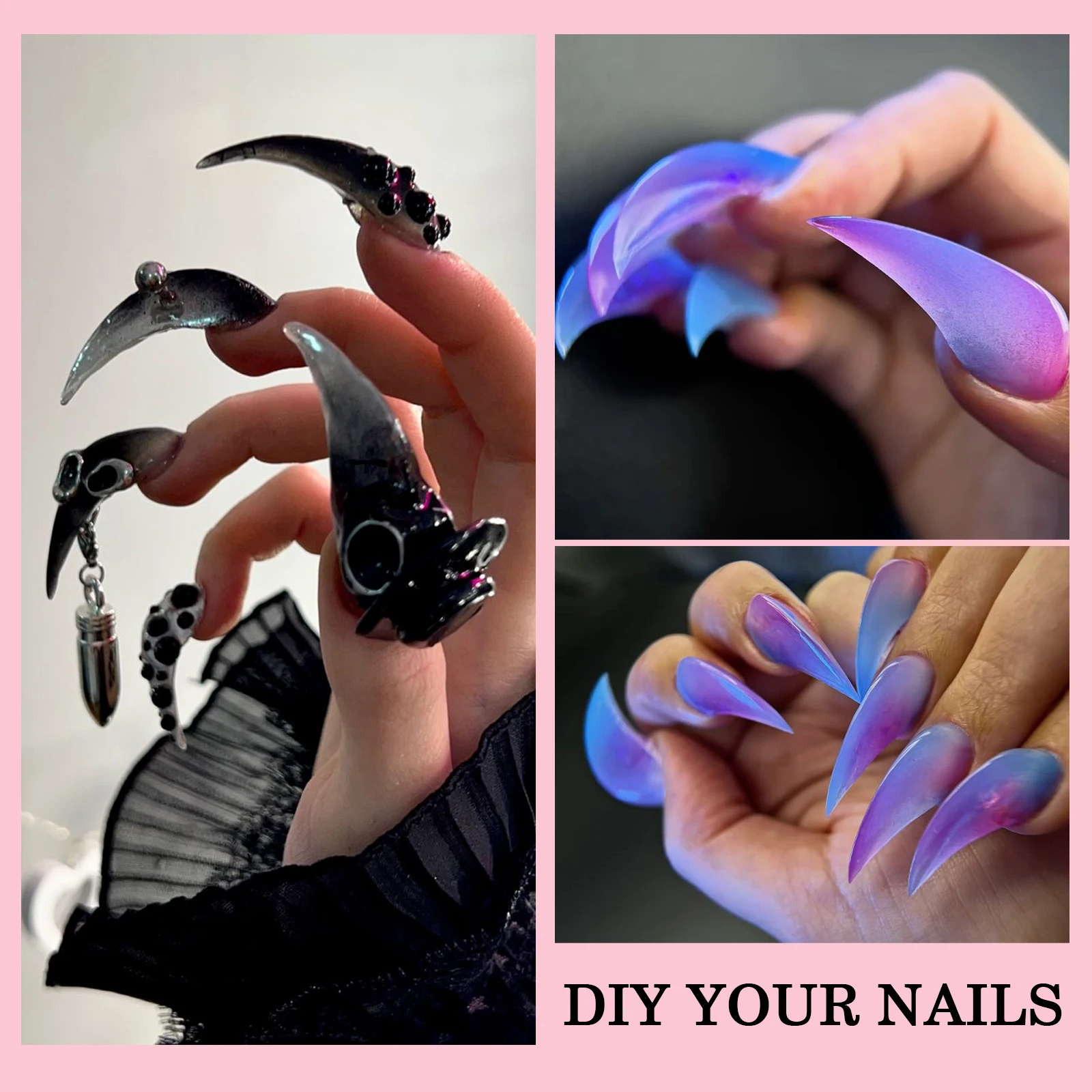 New Eagle Claw Nail-Forms 140pcs Crystal Extension Tips For Quick Gel Nails Paperless Nail Art Kit With Claw Shaped Design Salon
