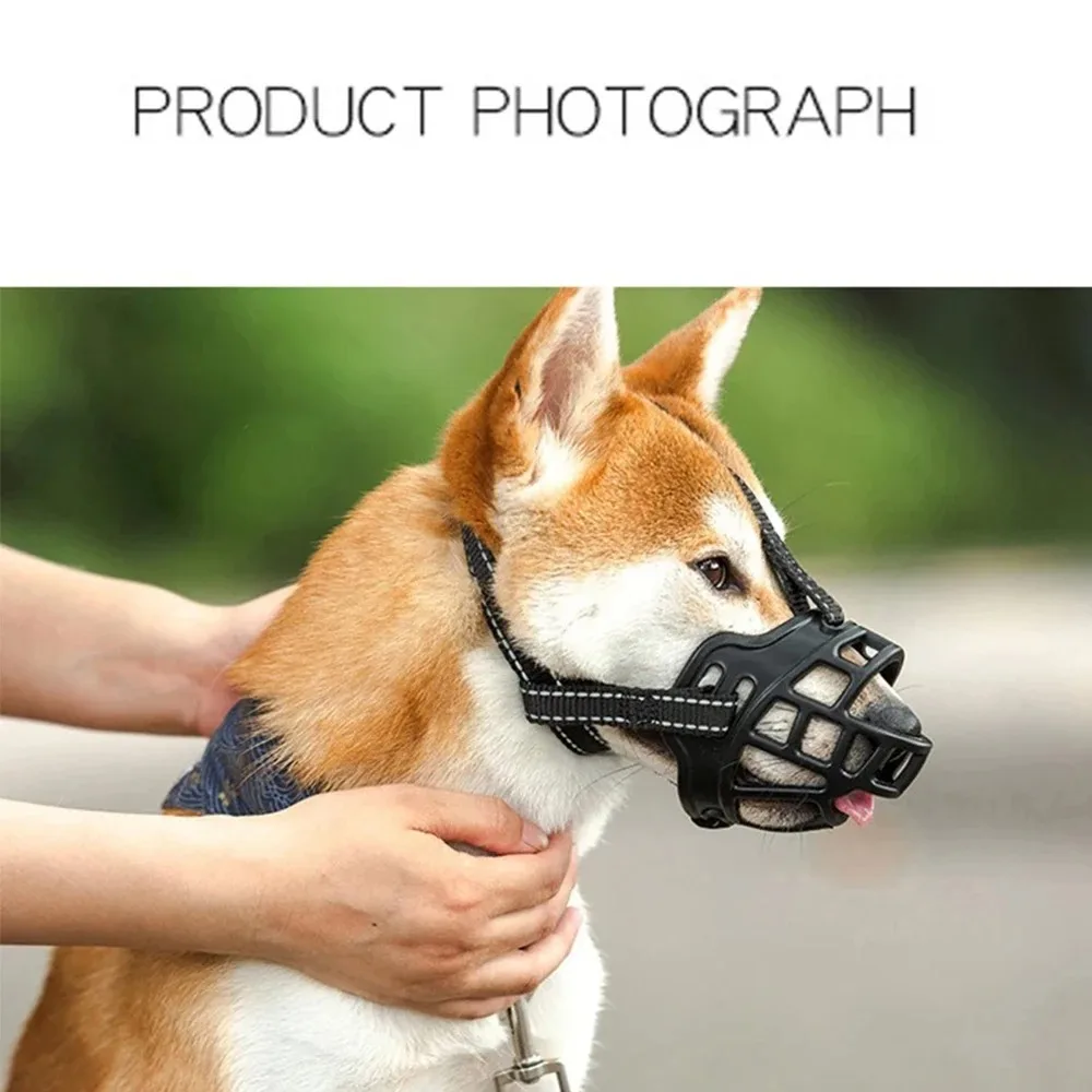 1pc/2pcs Adjustable Dog Muzzle Anti-Biting Dog Mouth Cover With Reflective Strip Can Drink Water Breathable Plastic