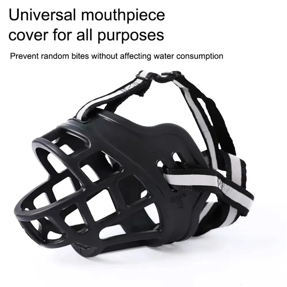 1pc/2pcs Adjustable Dog Muzzle Anti-Biting Dog Mouth Cover With Reflective Strip Can Drink Water Breathable Plastic