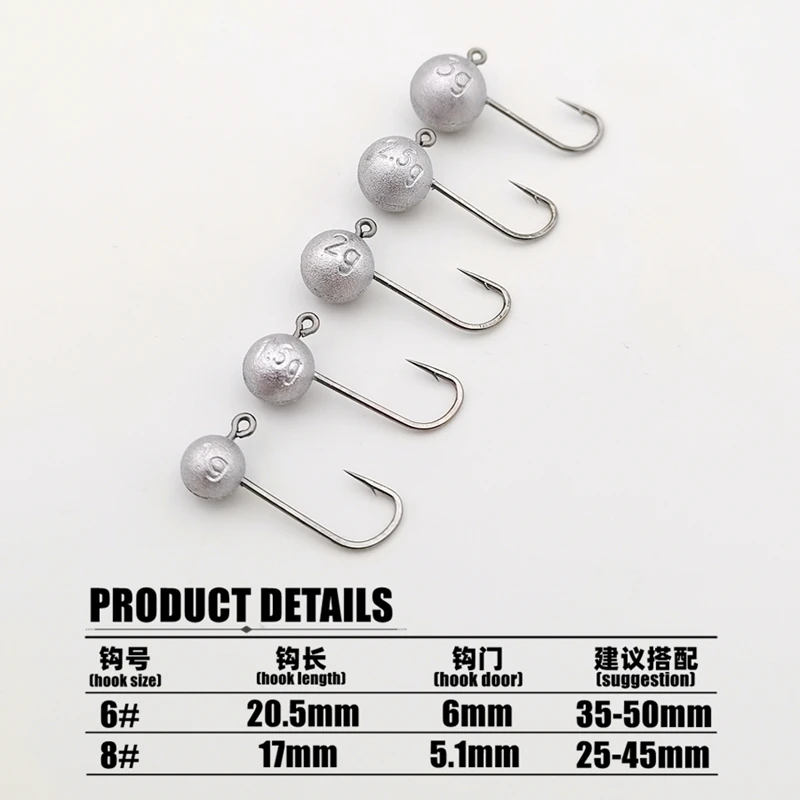 Mr JigginG 20pcs Micro Jig Head Fishing Hook 1g/1.5g/2g/2.5g/3g Super Tiny Fishing Hook Mini Soft Lure Bass Bait Fishing Tackle