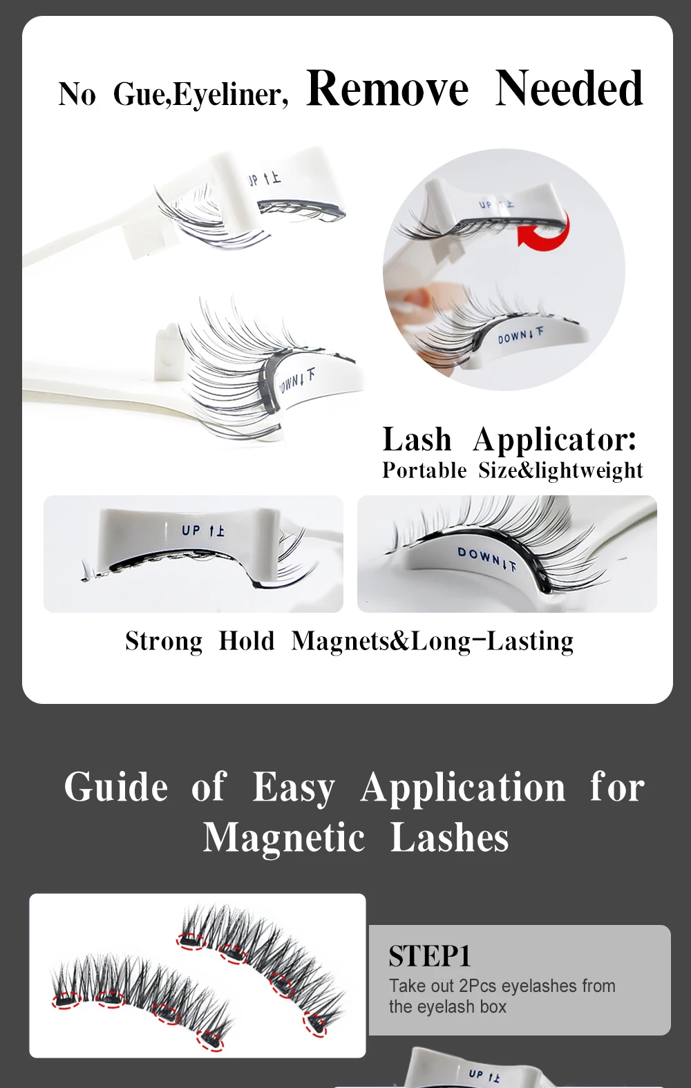 RED SIREN Magnetic Eyelashes With Applicator Reusable Natural Magnetic Lashes Kit No Glue Needed Soft Clear Band False Eyelashes