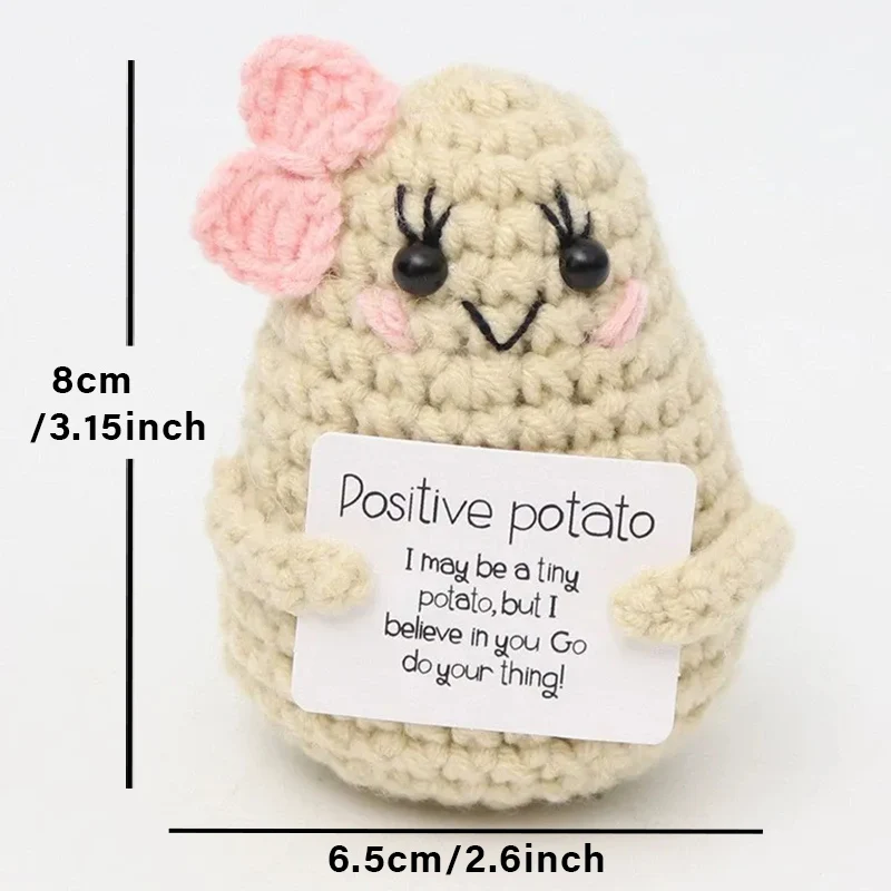 Positive Crochet Handmade Amigurumi Doll Emotional Support Pocket Hug Knit Plant Flower Encouragement Gift for Friends Coworker