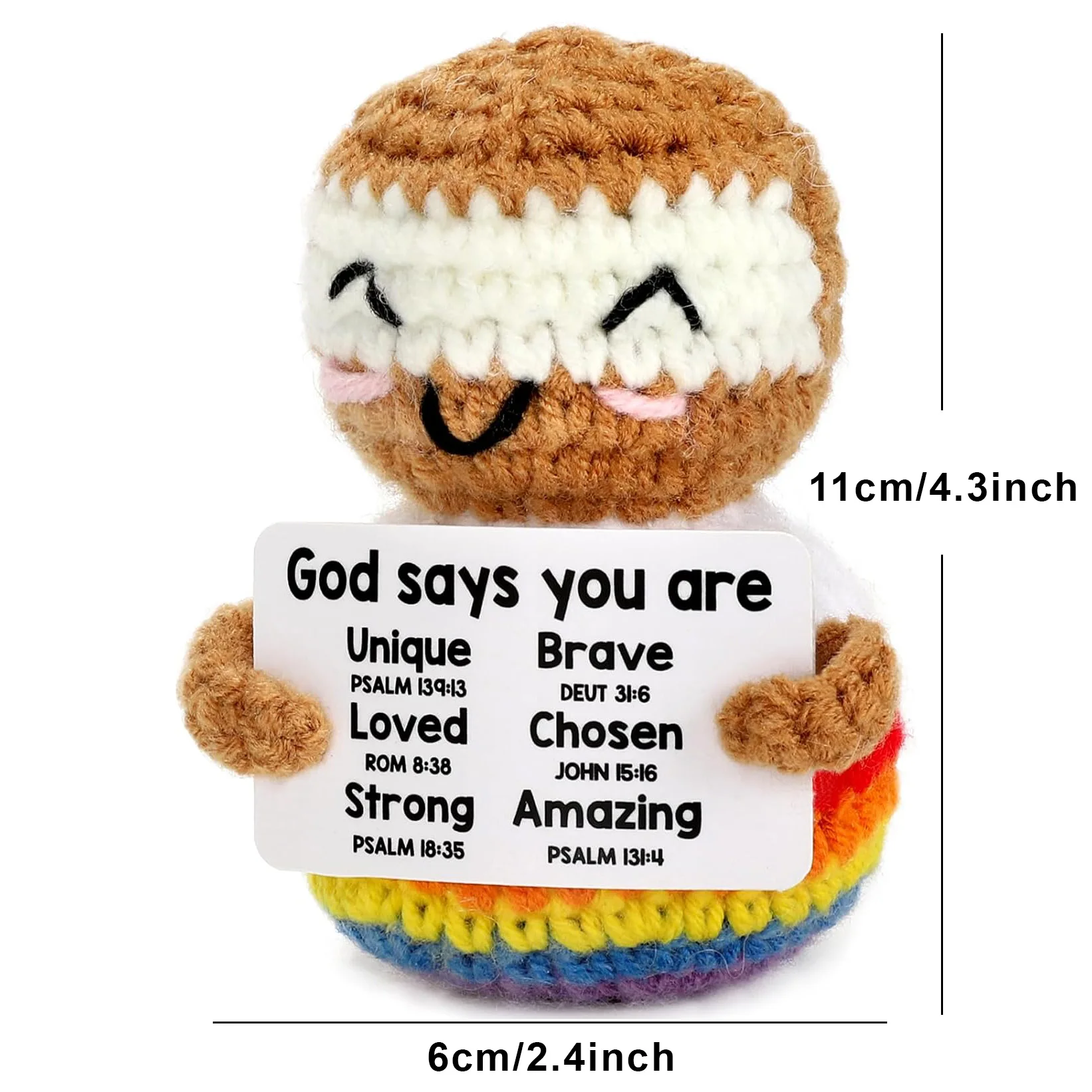 Positive Crochet Handmade Amigurumi Doll Emotional Support Pocket Hug Knit Plant Flower Encouragement Gift for Friends Coworker