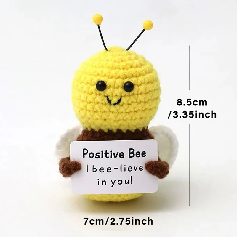 Positive Crochet Handmade Amigurumi Doll Emotional Support Pocket Hug Knit Plant Flower Encouragement Gift for Friends Coworker