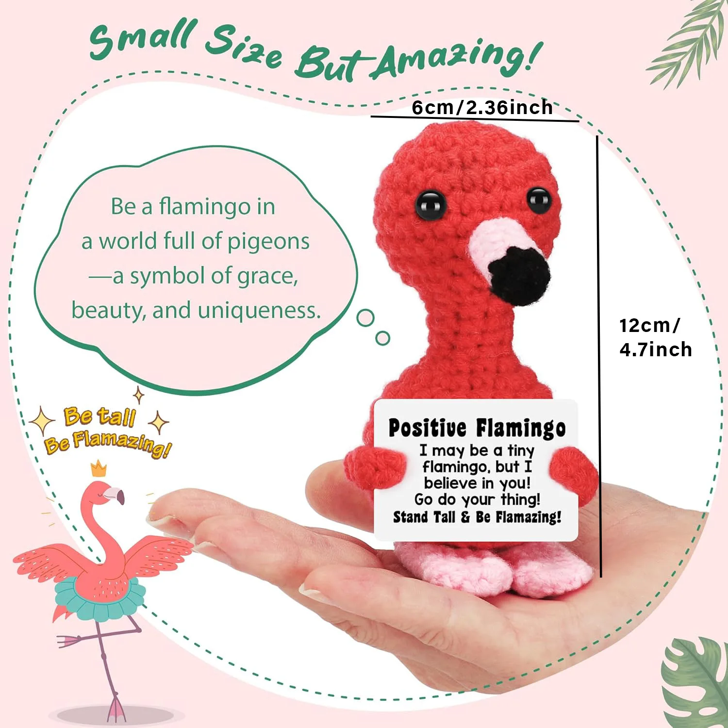 Positive Crochet Handmade Amigurumi Doll Emotional Support Pocket Hug Knit Plant Flower Encouragement Gift for Friends Coworker