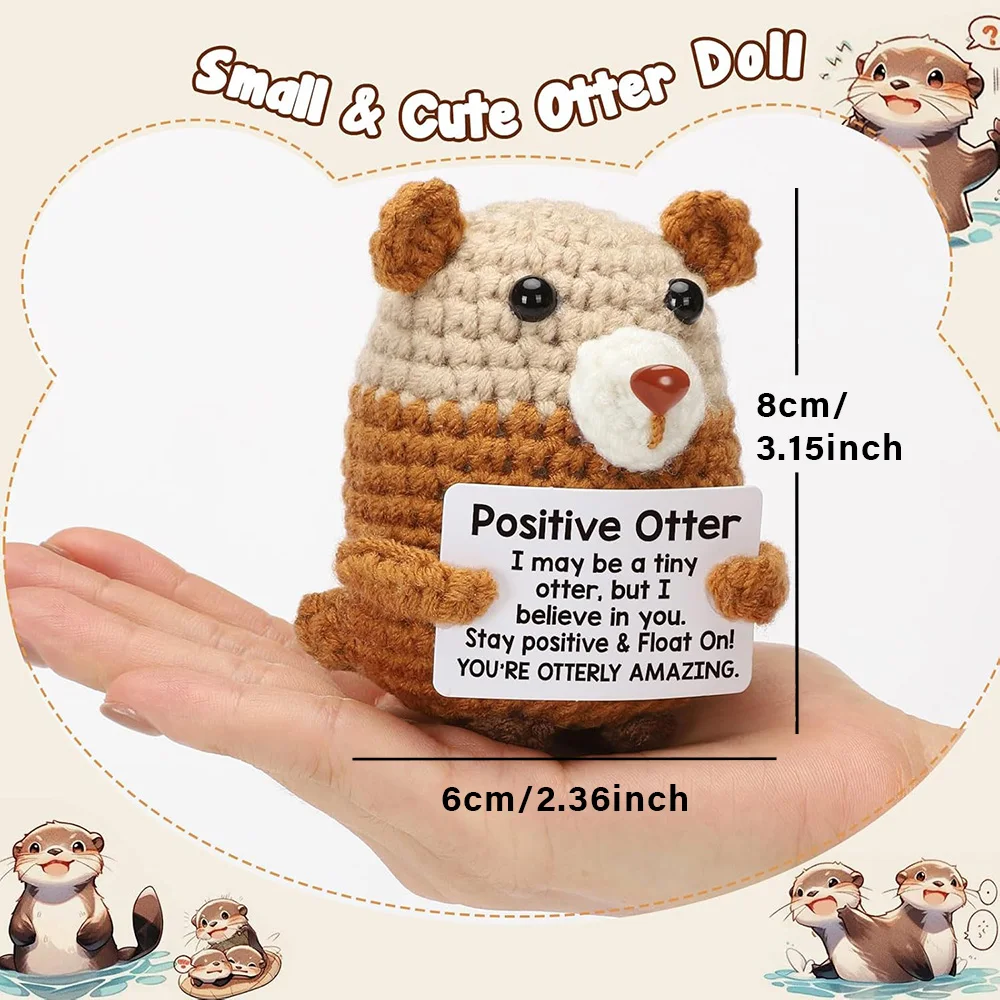 Positive Crochet Handmade Amigurumi Doll Emotional Support Pocket Hug Knit Plant Flower Encouragement Gift for Friends Coworker