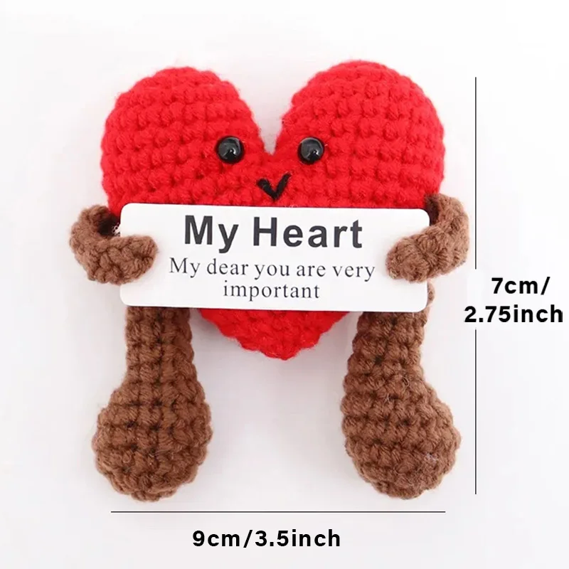 Positive Crochet Handmade Amigurumi Doll Emotional Support Pocket Hug Knit Plant Flower Encouragement Gift for Friends Coworker