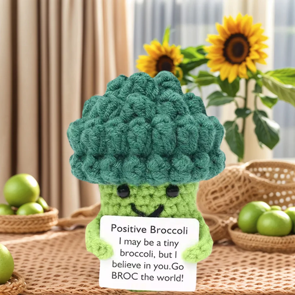 Positive Crochet Handmade Amigurumi Doll Emotional Support Pocket Hug Knit Plant Flower Encouragement Gift for Friends Coworker