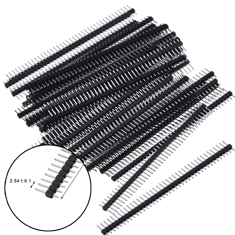 10pcs 40 Pin 1x40 Single Row Male And Female 2.54 Breakable Pin Header Connector Strip For Arduino Black