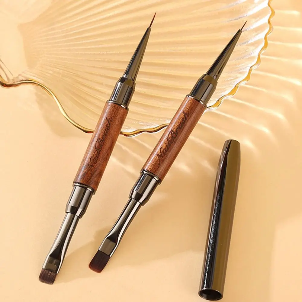 Durable Sandalwood Pole Nail Art Brush Dual-ended Professional Nail Liner Brush Nail Art Phototherapy Pen Nail Painting