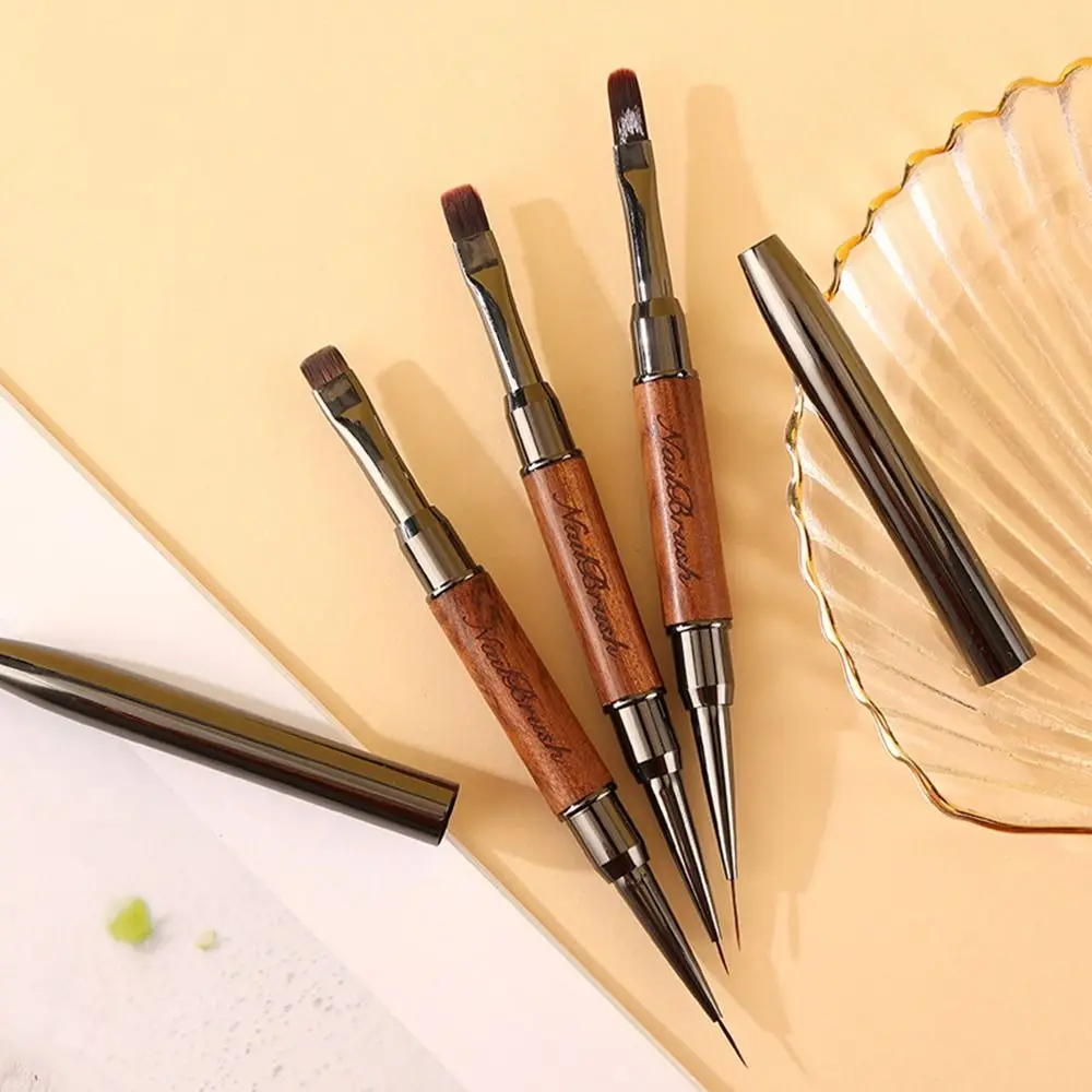 Durable Sandalwood Pole Nail Art Brush Dual-ended Professional Nail Liner Brush Nail Art Phototherapy Pen Nail Painting
