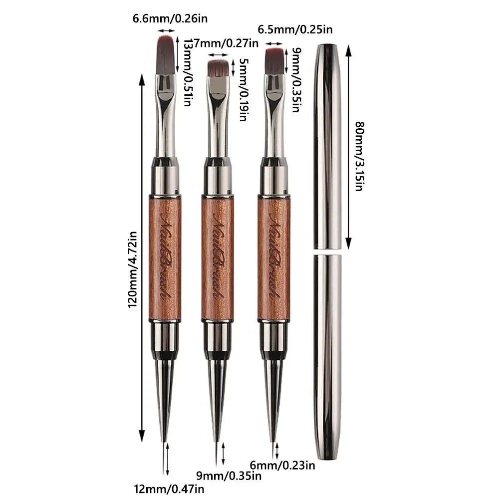 Durable Sandalwood Pole Nail Art Brush Dual-ended Professional Nail Liner Brush Nail Art Phototherapy Pen Nail Painting