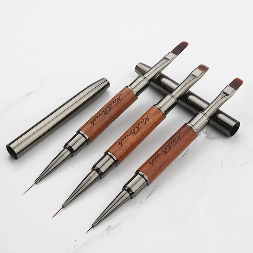 Durable Sandalwood Pole Nail Art Brush Dual-ended Professional Nail Liner Brush Nail Art Phototherapy Pen Nail Painting