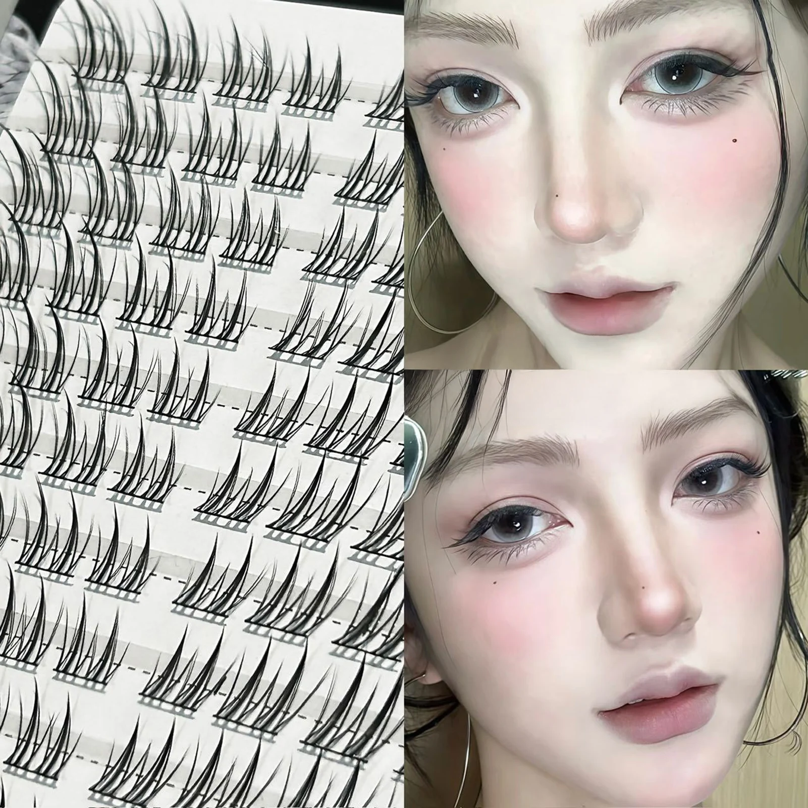 3/6/10 Rows Natural Charming Lashes Y2k Segmented Foxes Eyelash Extension Fluffy Single Clusters False Eyelashes Makeup Tools