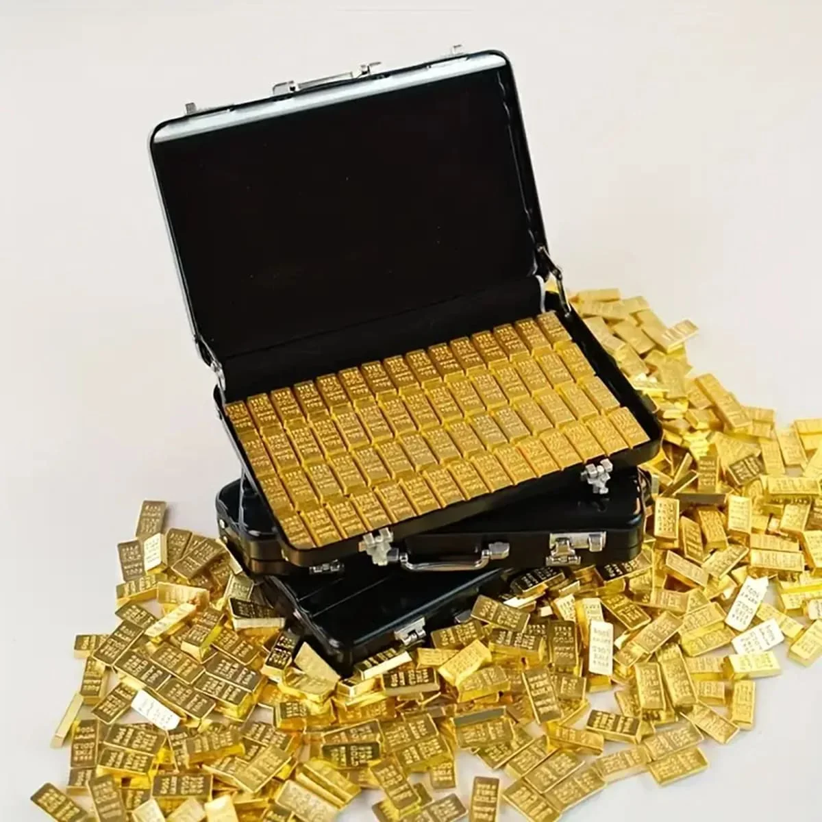 Mini Gold Bar Replica - 24K Gold-Plated Alloy Collectible, Decorative Display Model for Home/Office, Investment Prop Gift (Reali