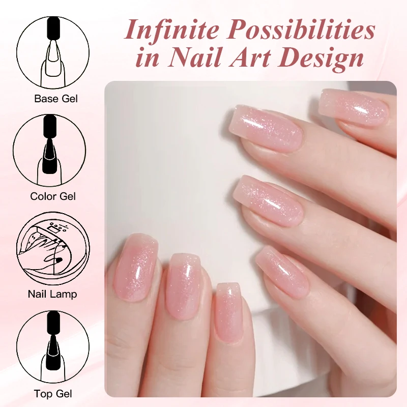 6pcs Nude Jelly Gel Nail Polish Set Summer Nails Sheer Translucent Nail Gel for Manicure Nail Supplies Soak Off UV Led Varnish