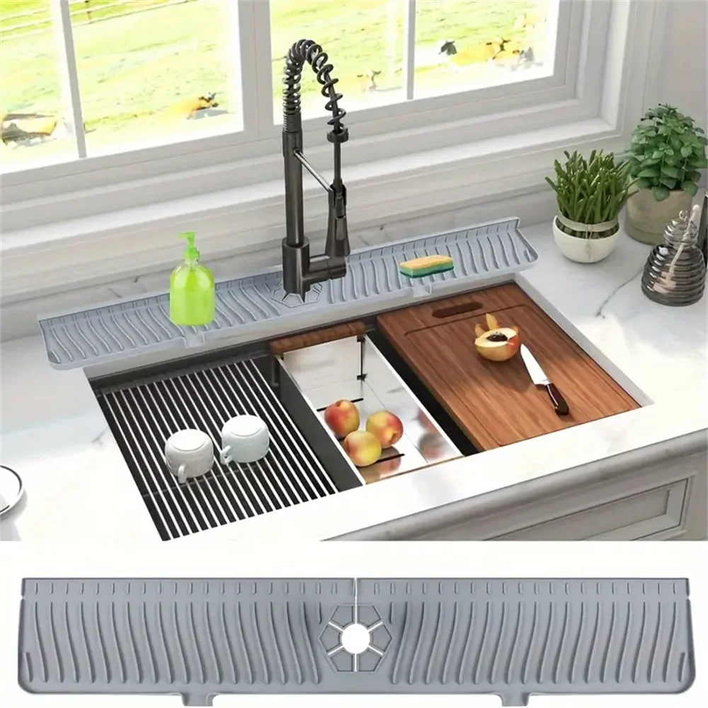 Silicone Drain Mat, Kitchen Faucet Sink Splash Guard, Sink Draining Pad Behind Faucet,For Kitchen & Bathroom Countertop Protect