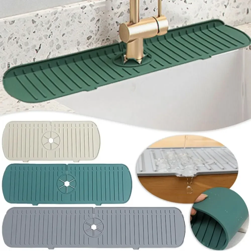Silicone Drain Mat, Kitchen Faucet Sink Splash Guard, Sink Draining Pad Behind Faucet,For Kitchen & Bathroom Countertop Protect