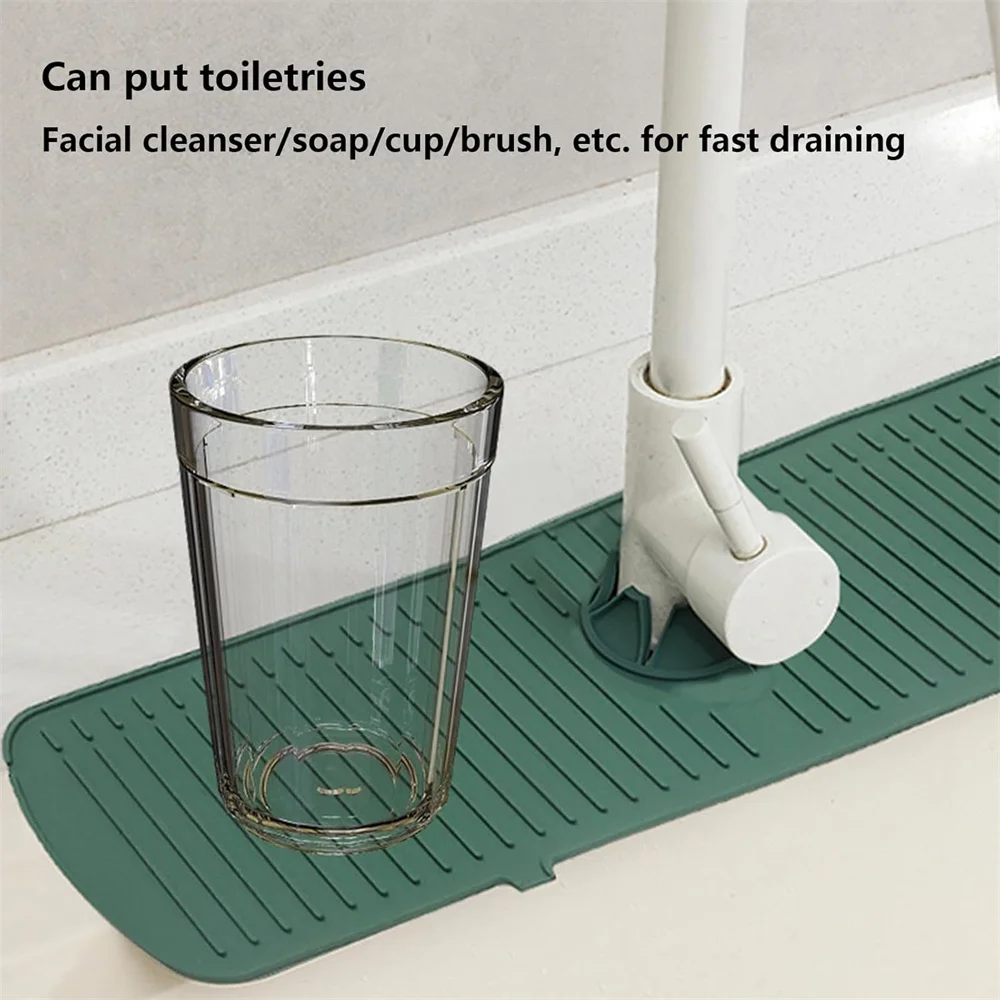 Silicone Drain Mat, Kitchen Faucet Sink Splash Guard, Sink Draining Pad Behind Faucet,For Kitchen & Bathroom Countertop Protect