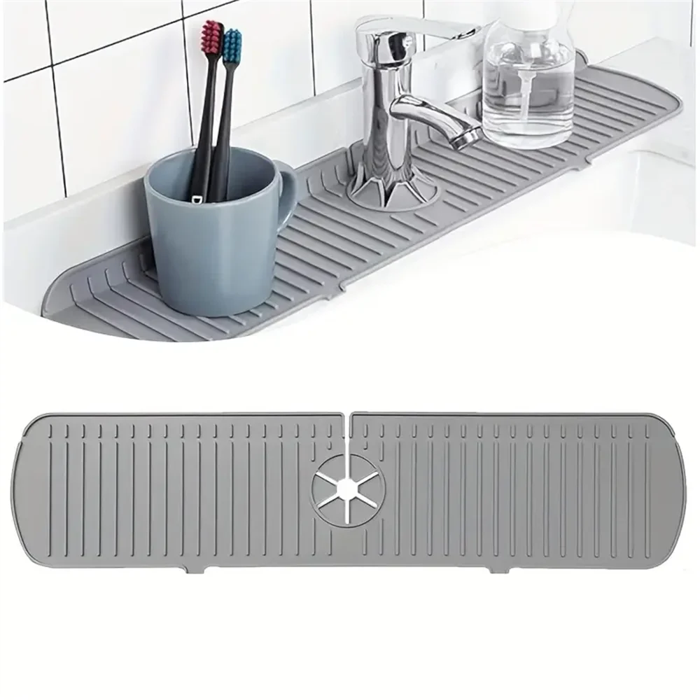 Silicone Drain Mat, Kitchen Faucet Sink Splash Guard, Sink Draining Pad Behind Faucet,For Kitchen & Bathroom Countertop Protect