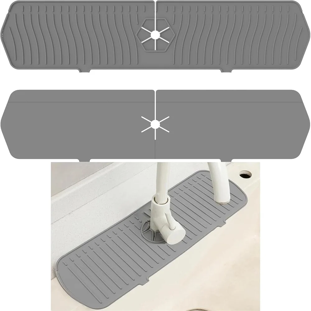 Silicone Drain Mat, Kitchen Faucet Sink Splash Guard, Sink Draining Pad Behind Faucet,For Kitchen & Bathroom Countertop Protect