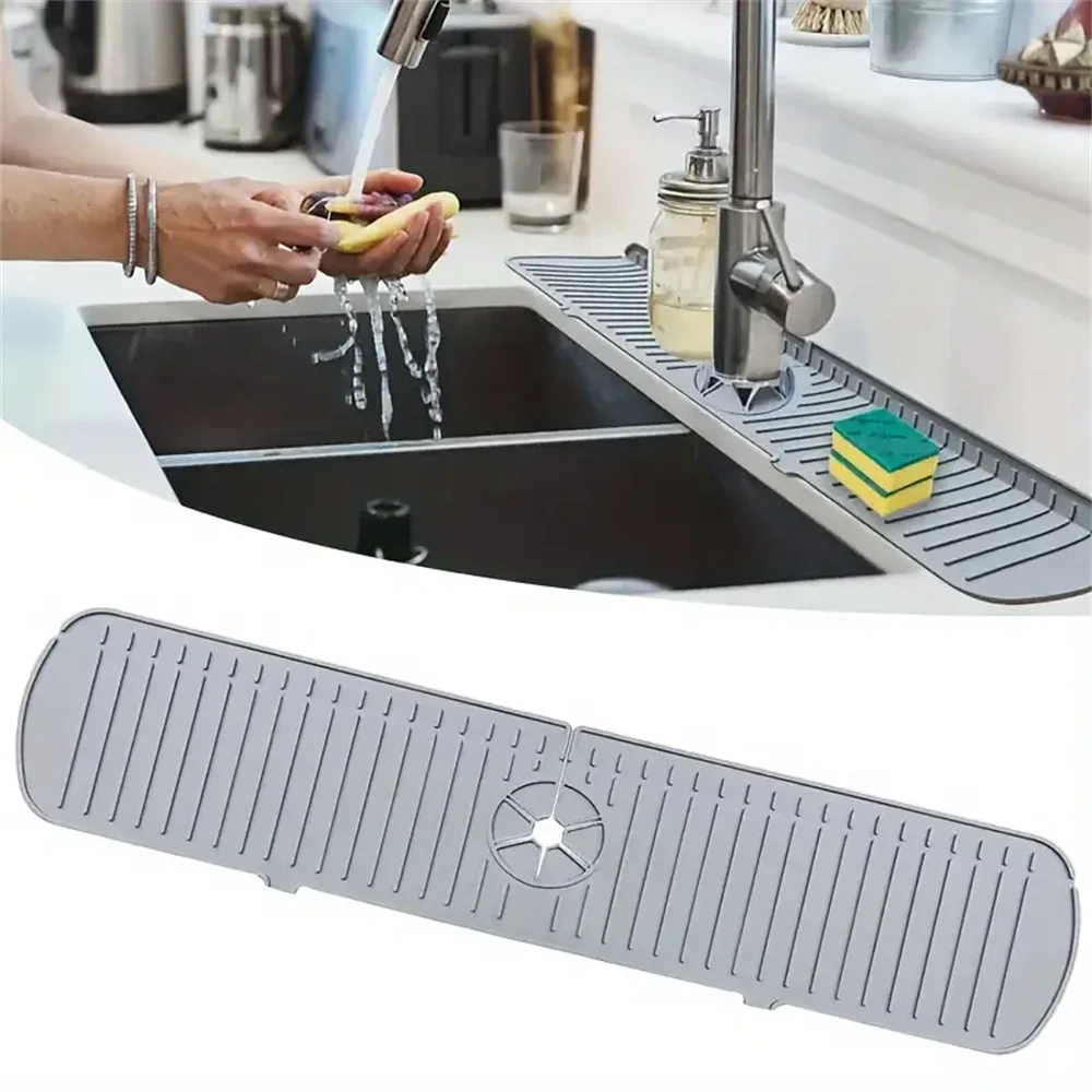 Silicone Drain Mat, Kitchen Faucet Sink Splash Guard, Sink Draining Pad Behind Faucet,For Kitchen & Bathroom Countertop Protect