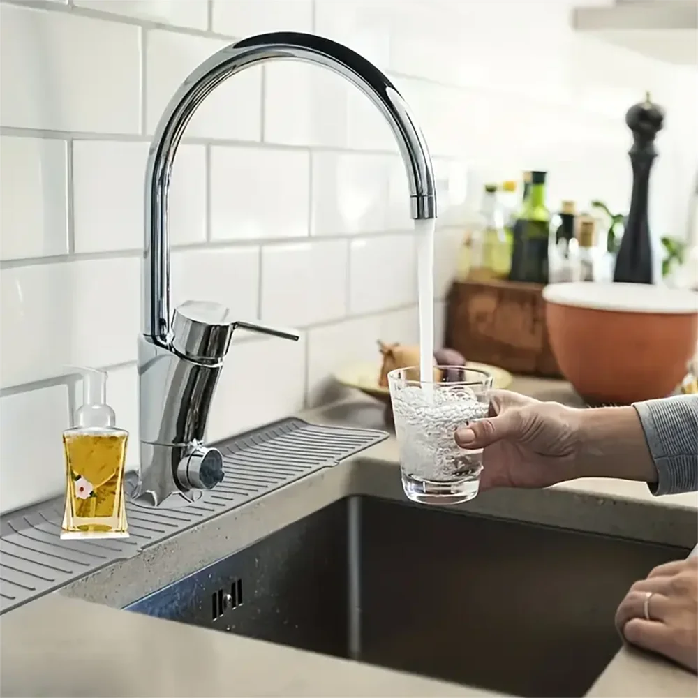 Silicone Drain Mat, Kitchen Faucet Sink Splash Guard, Sink Draining Pad Behind Faucet,For Kitchen & Bathroom Countertop Protect