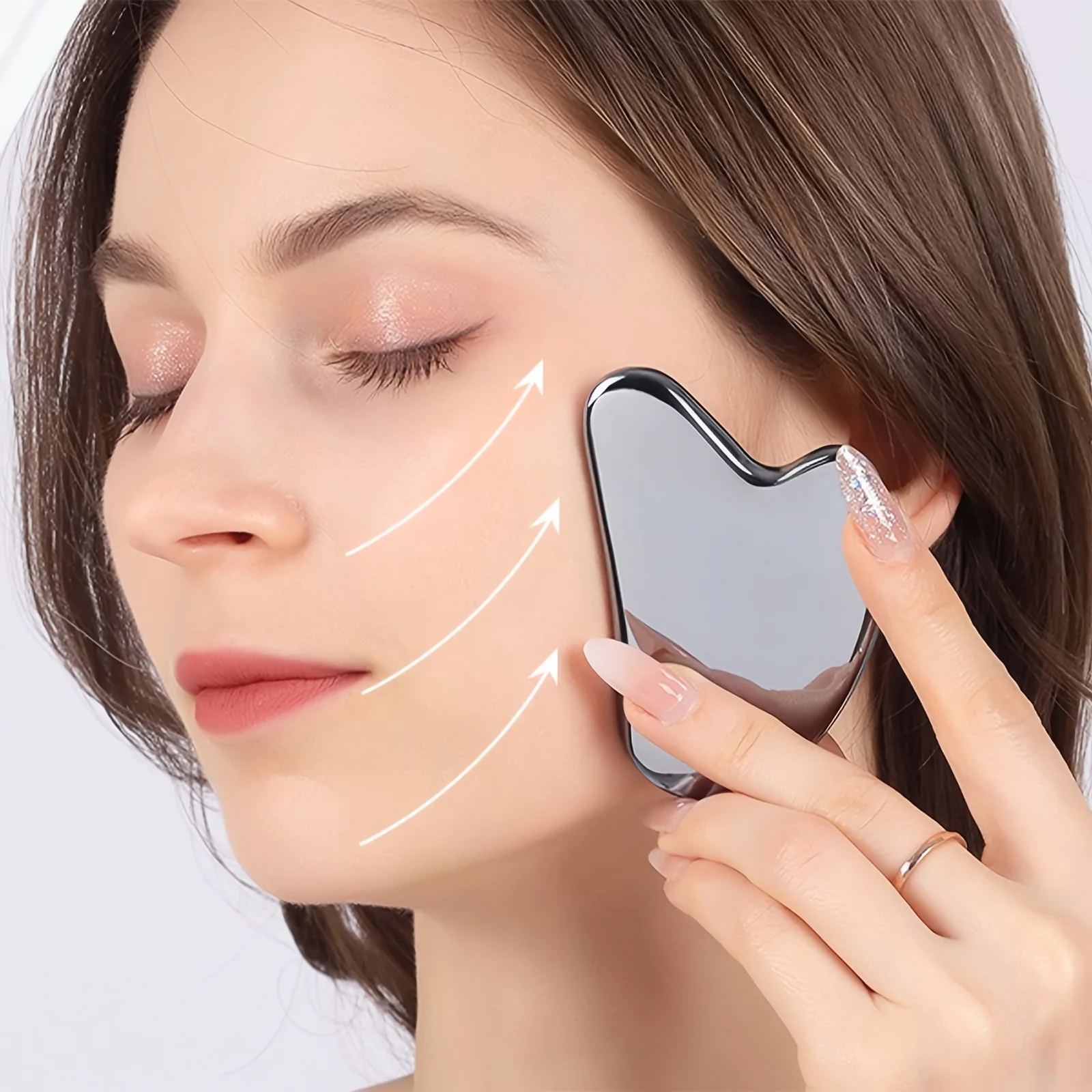 Thick Stainless Steel Dolphin Gua Sha Facial Tool - Fragrance-Free, Battery-Free Eye & Face Massage Board for Deep Tissue Pressu