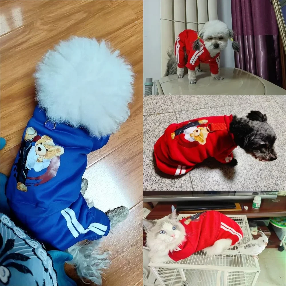 Autumn Winter Dog Warm Jumpsuit Fleece Clothes Pet Clothes Dog Hoodies Sweatshirt for Puppy Cat Yorkie Clothing Soft Dog Coats