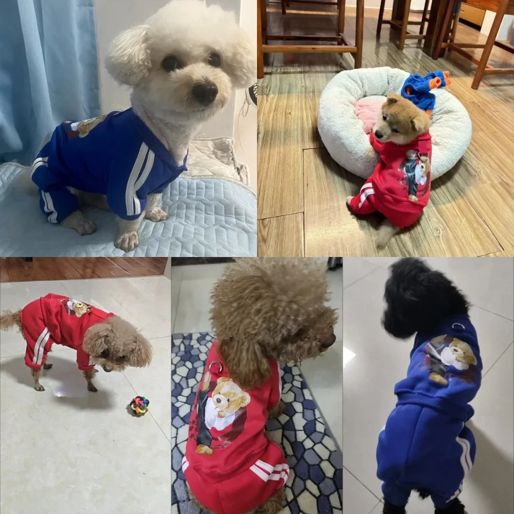 Autumn Winter Dog Warm Jumpsuit Fleece Clothes Pet Clothes Dog Hoodies Sweatshirt for Puppy Cat Yorkie Clothing Soft Dog Coats