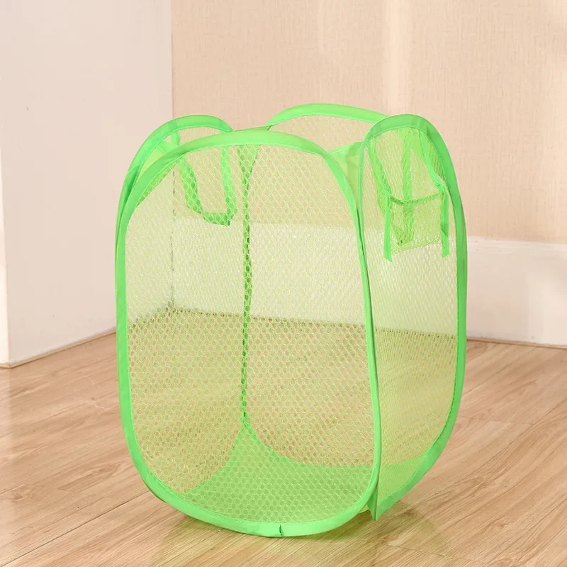 Foldable Color Mesh Clothes Dirty Clothes Basket Household Mesh Dirty Clothes Basket Storage Basket Storage Bucket Laundry Baske