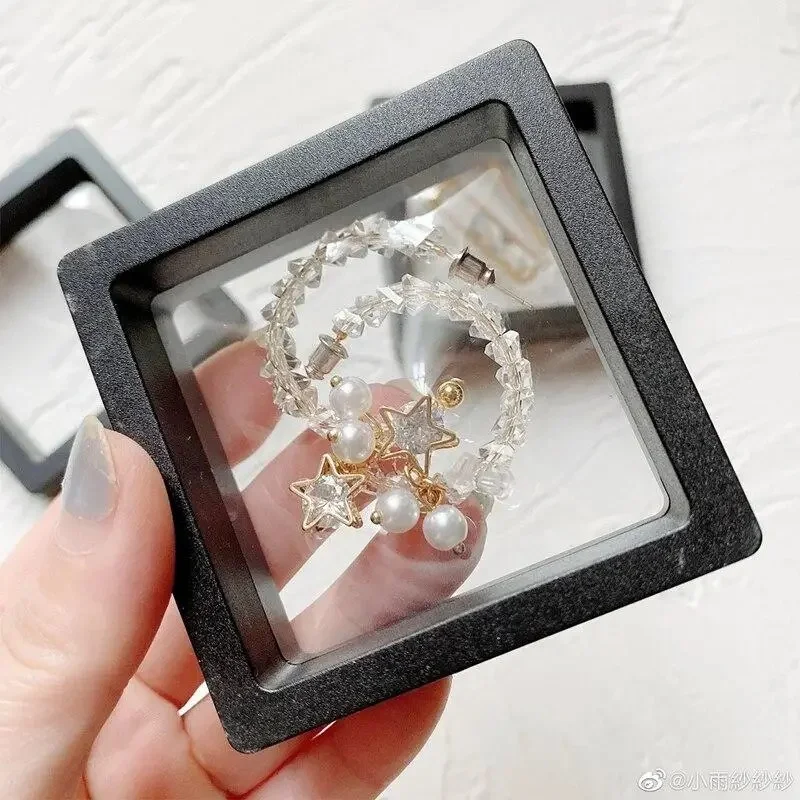 20Pcs Clearview 3D Floating Display Cases Dustproof Acrylic Jewelry Storage Box with Elastic Film Transparent Hanging Organizer