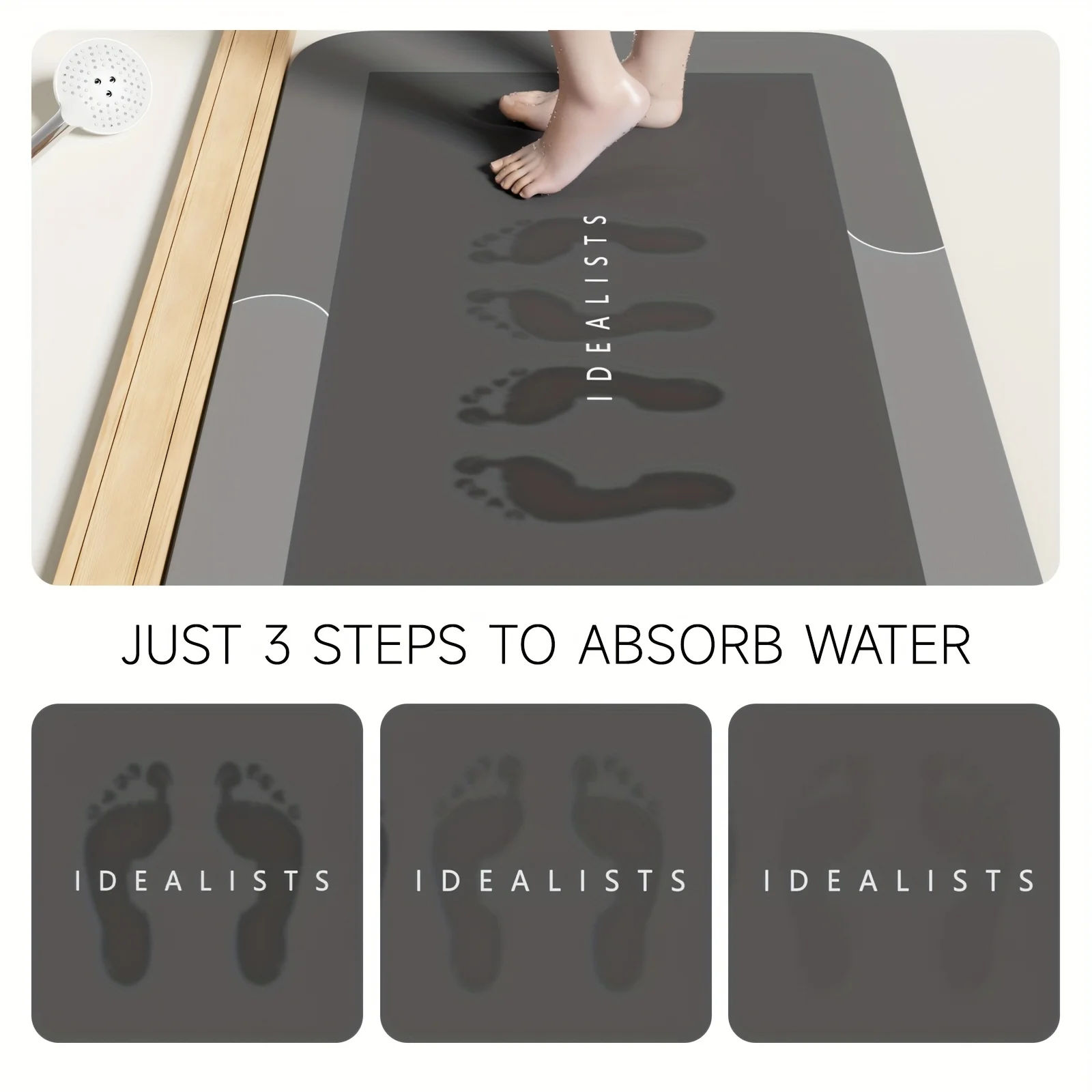 Diatomaceous Earth Bath Mat Super Absorbent Non Slip Fast Drying Soft Floor Mat for Bathroom Shower Laundry Bedroom Kitchen RV