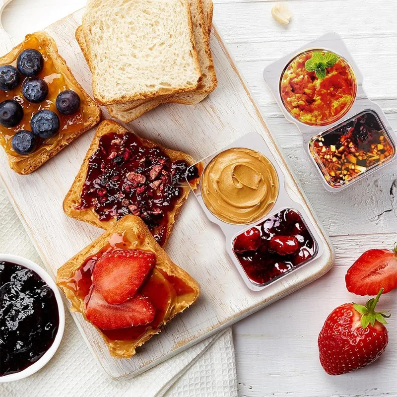 5/10/20/40PCS Double Compartment Seasoning Container with Lid Portable Compartment Snack Container for Daily Outdoor Picnic
