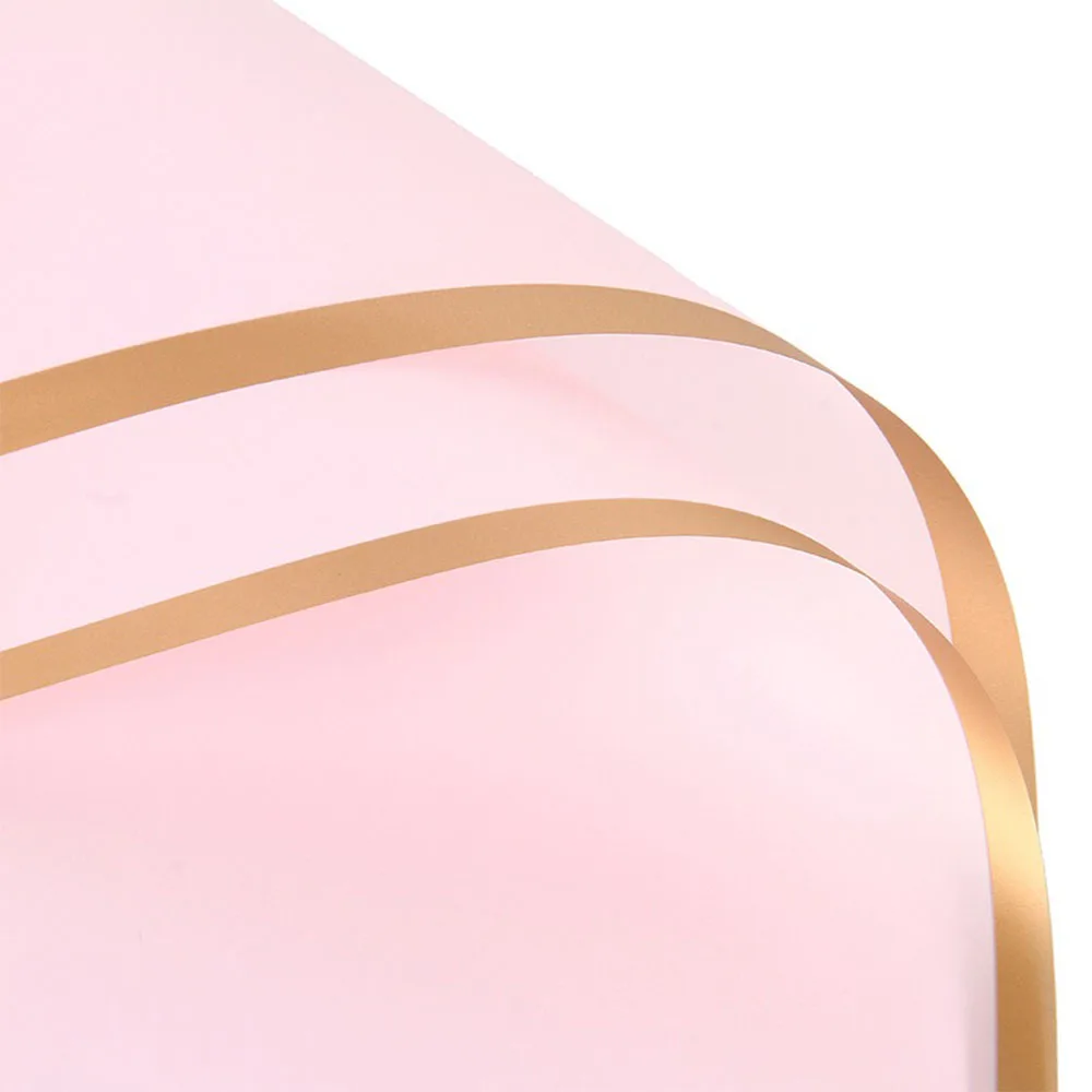 10 Sheets Flower Wrapping Paper with Golden Edges Waterproof Bouquet Packaging Ideal for DIY Weddings Birthdays Presents Package