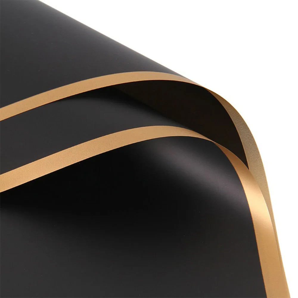 10 Sheets Flower Wrapping Paper with Golden Edges Waterproof Bouquet Packaging Ideal for DIY Weddings Birthdays Presents Package