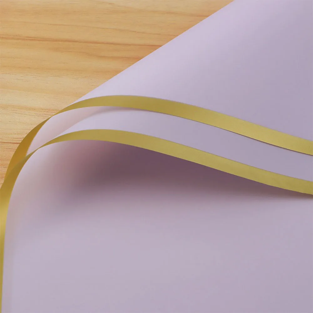 10 Sheets Flower Wrapping Paper with Golden Edges Waterproof Bouquet Packaging Ideal for DIY Weddings Birthdays Presents Package