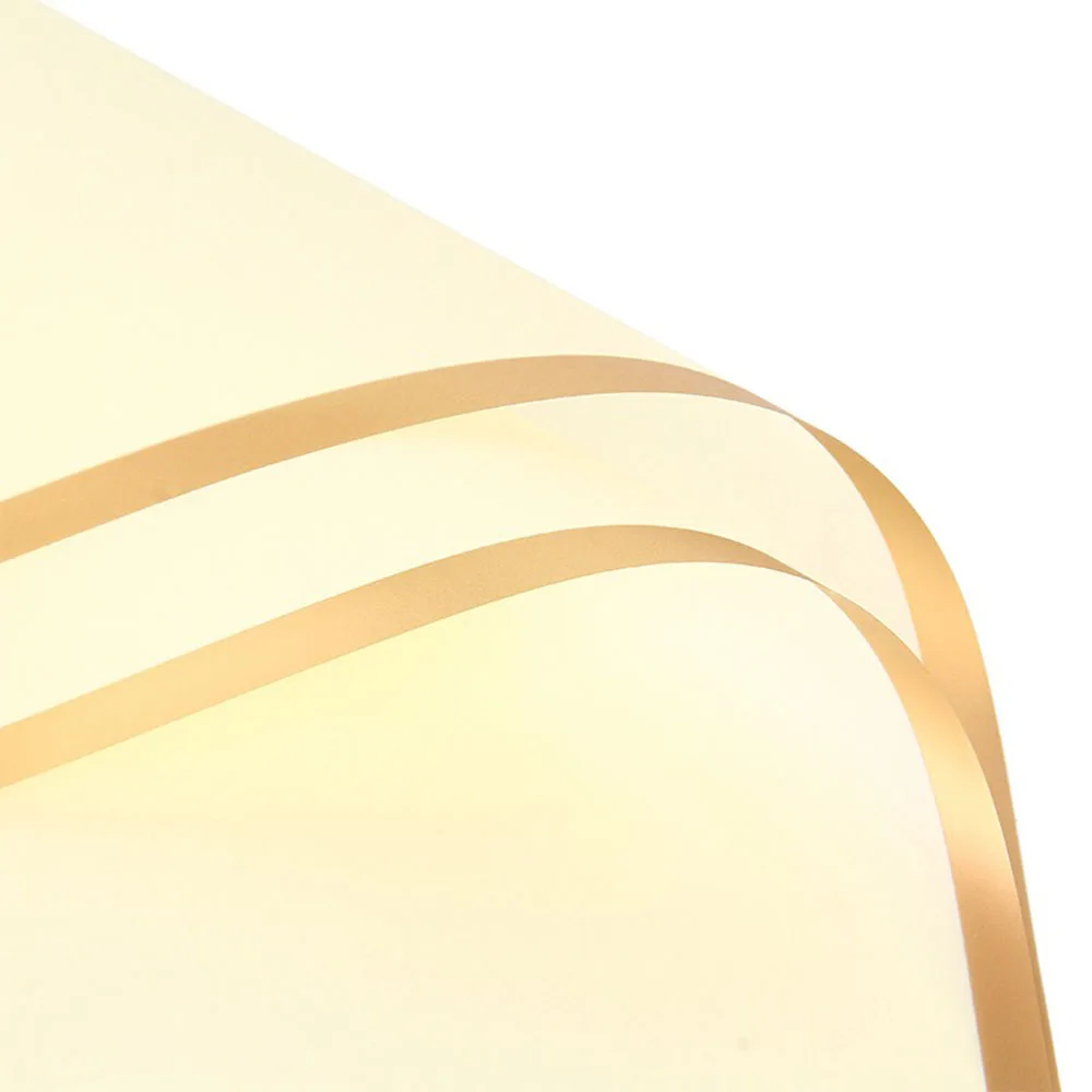10 Sheets Flower Wrapping Paper with Golden Edges Waterproof Bouquet Packaging Ideal for DIY Weddings Birthdays Presents Package