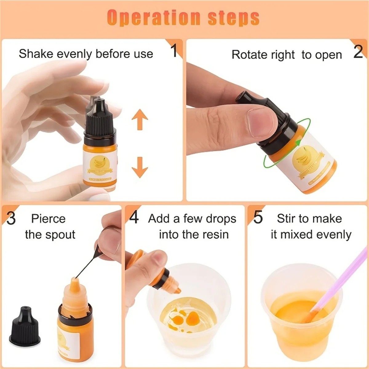 10 Colors/Set Translucent Concentrated Resin Colorant, Non-Toxic Epoxy Resin Pigment Dye Liquid for Resin Coloring, Jewelry Maki