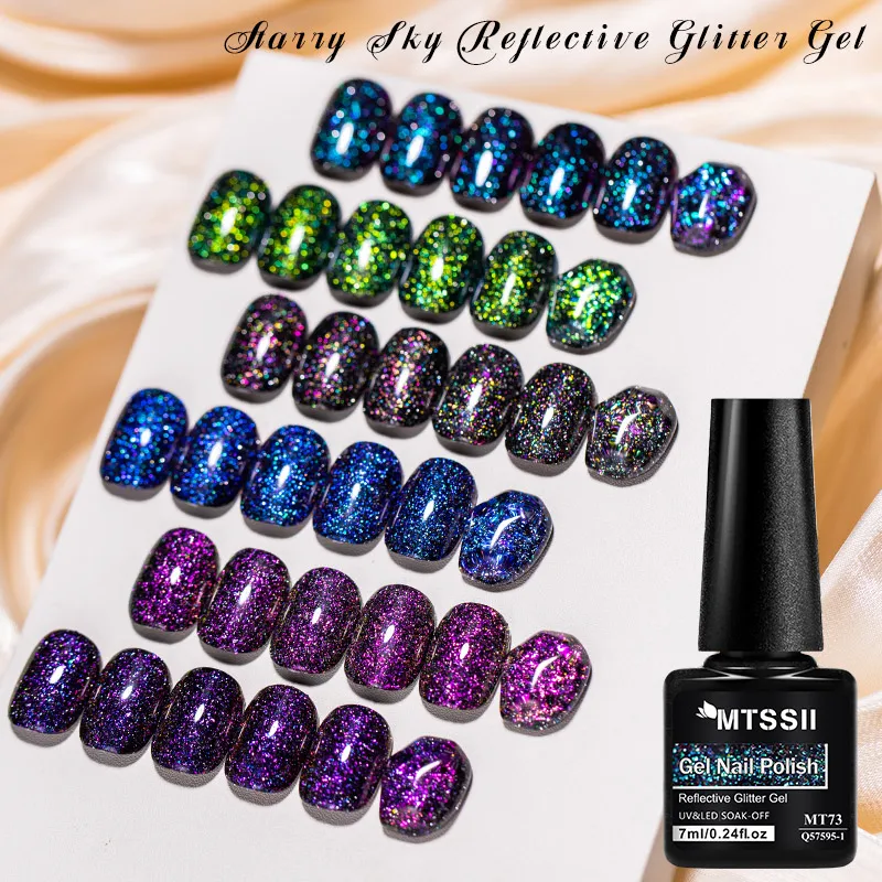 Starry Sky Reflective Glitter Nail Gel Polish Sparkling Glitter Semi Permanent Nails Art Soak Off UV Gel Varnish Nail Supplies