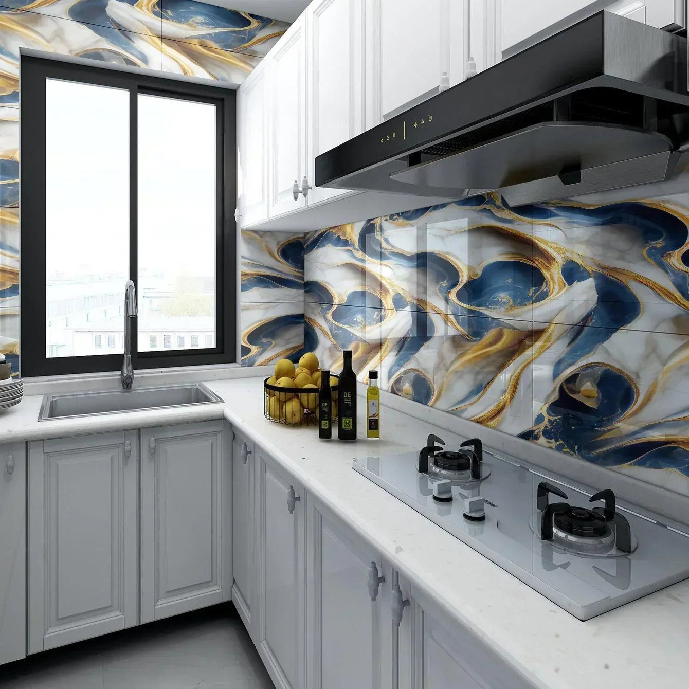 10-50PCS Imitation Marble 3D Ceramic Tile Wall Renovation Decoration Sticker Waterproof Self-adhesive Homeelf-adhesive Wallpaper