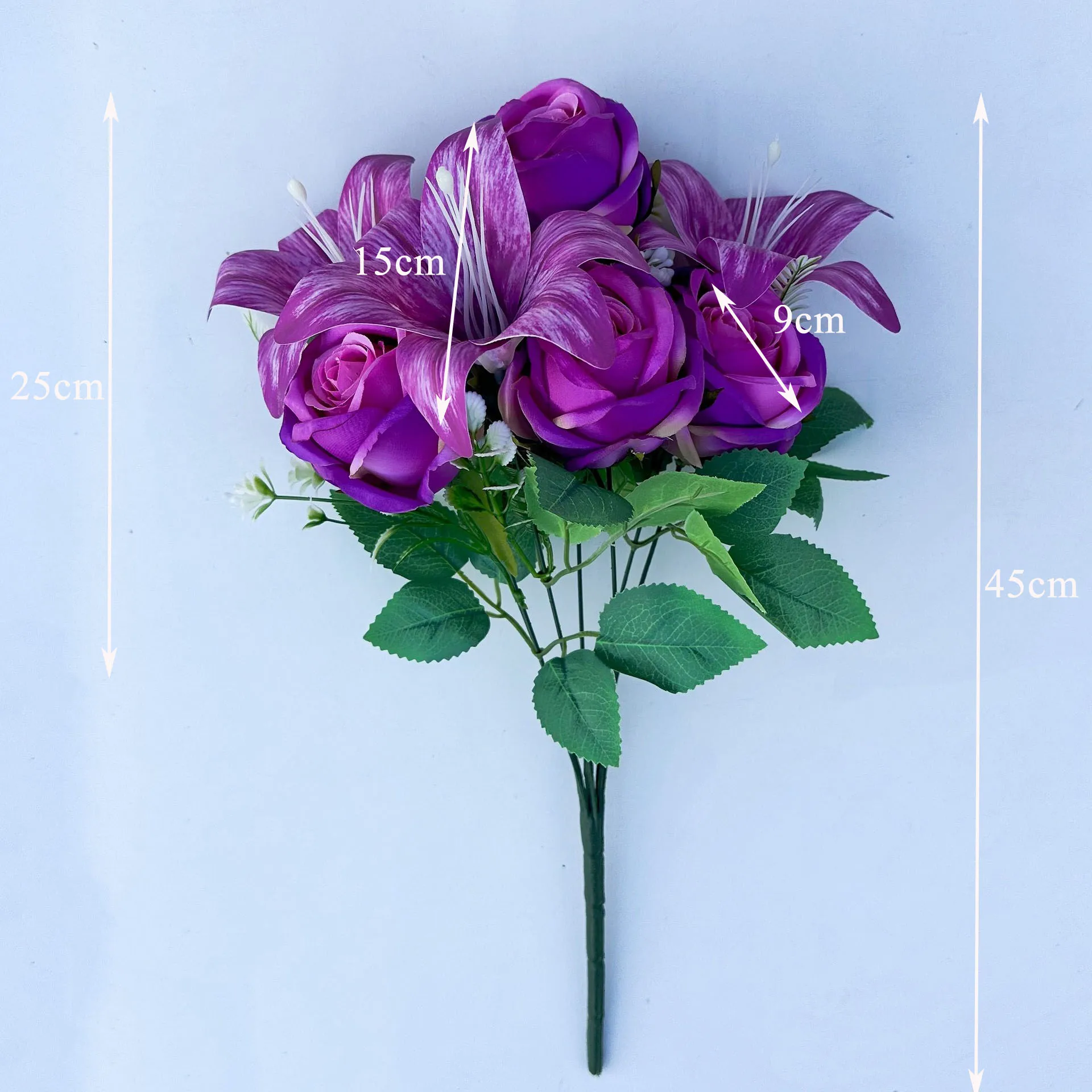 Spring Color Bouquet: 9-Stem Mixed Roses & Lilies with Roses - Fresh Cut Flowers for Home Decor, Wedding, Anniversary, Gift-G