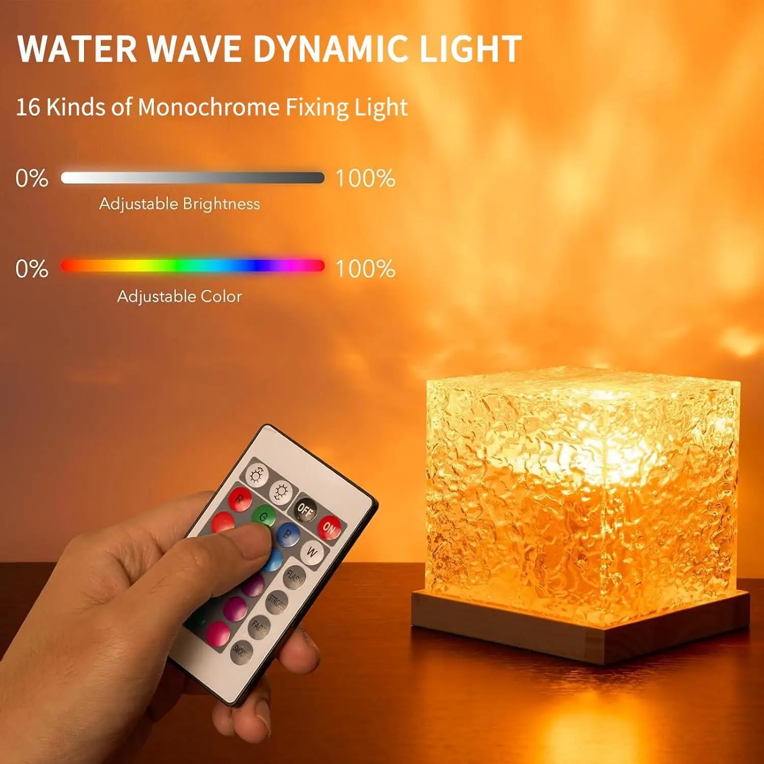 16Colors Ocean Wave Aurora Projector Light Touch LED Night Light Remote Dimmable Auto Rotating USB Powered Gift Party Decoration
