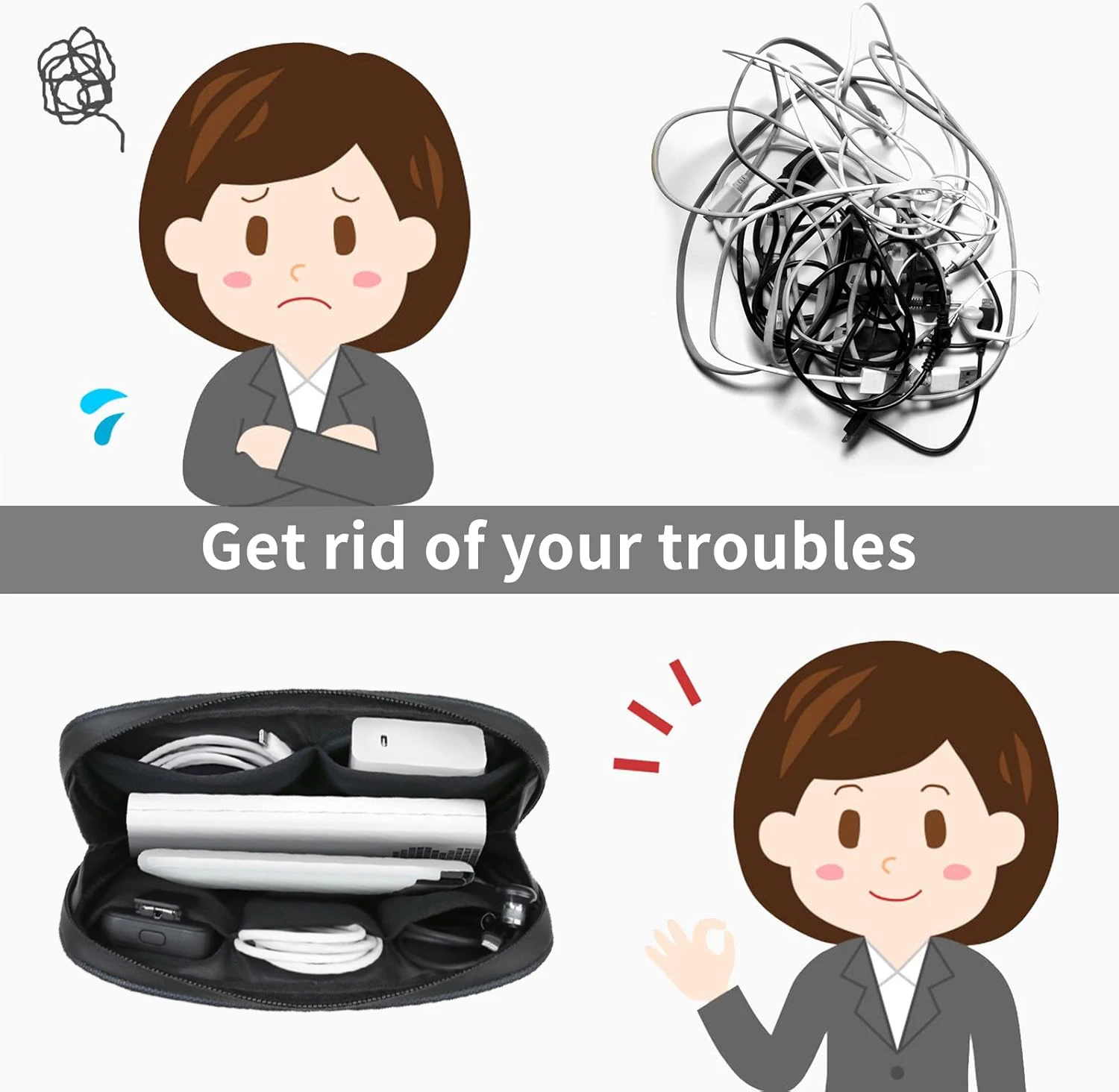 Travel Portable Cable Organizer Waterproof Storage Bag for Power Bank Digital Cable Case Earphone Holder Case