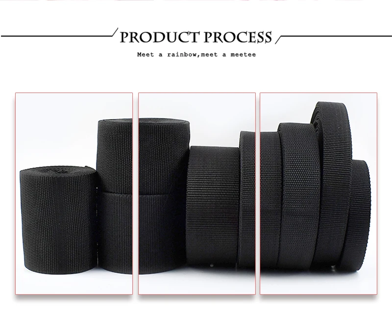 10M Black Webbing 20/25/32/38/50/70/80/100mm Nylon Strap Ribbons Tape Belt Sling Decorative Webbings for Sewing Bais Supplies