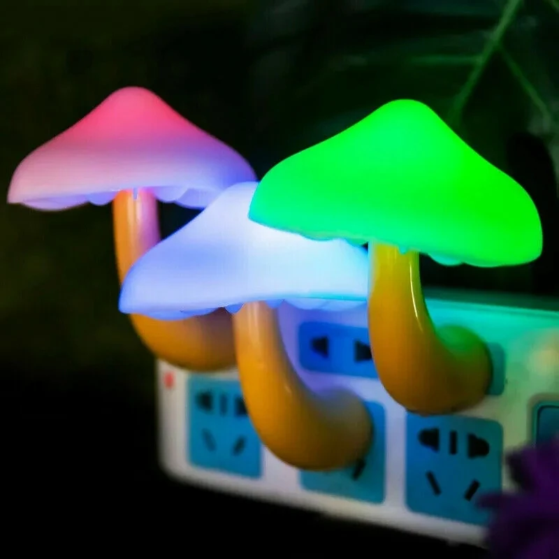 Mushroom LED Night Lights Shape Automatic Sensor Bedroom Decor US Plug Wall Lamps for Kid Children's Room Bedside Mini Lamp