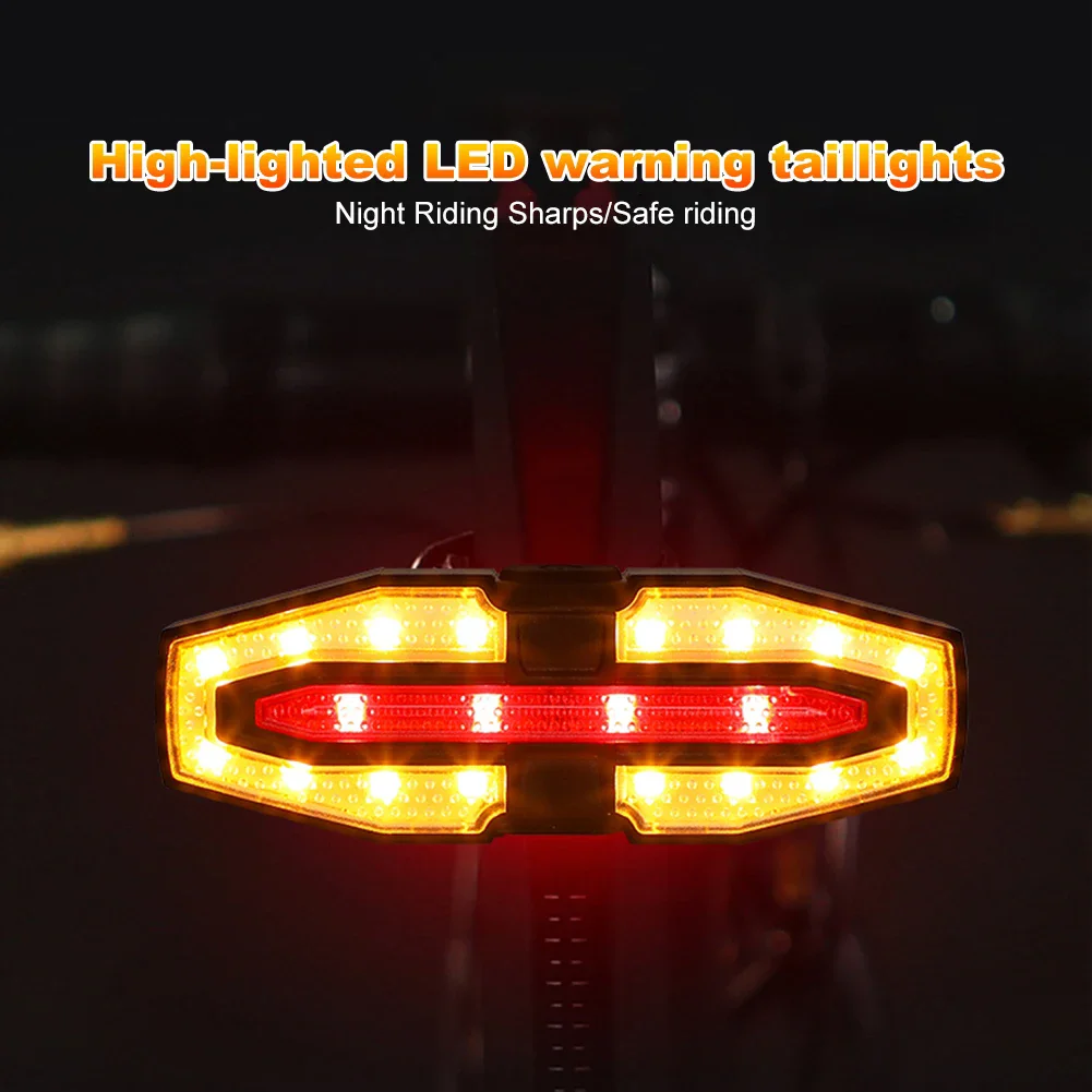 Bike Rear Light Turn Signal Solar/Basic Wireless Remote Control Bicycle Lamp Type-c Rechargeable Cycling Rear Lighting Taillight